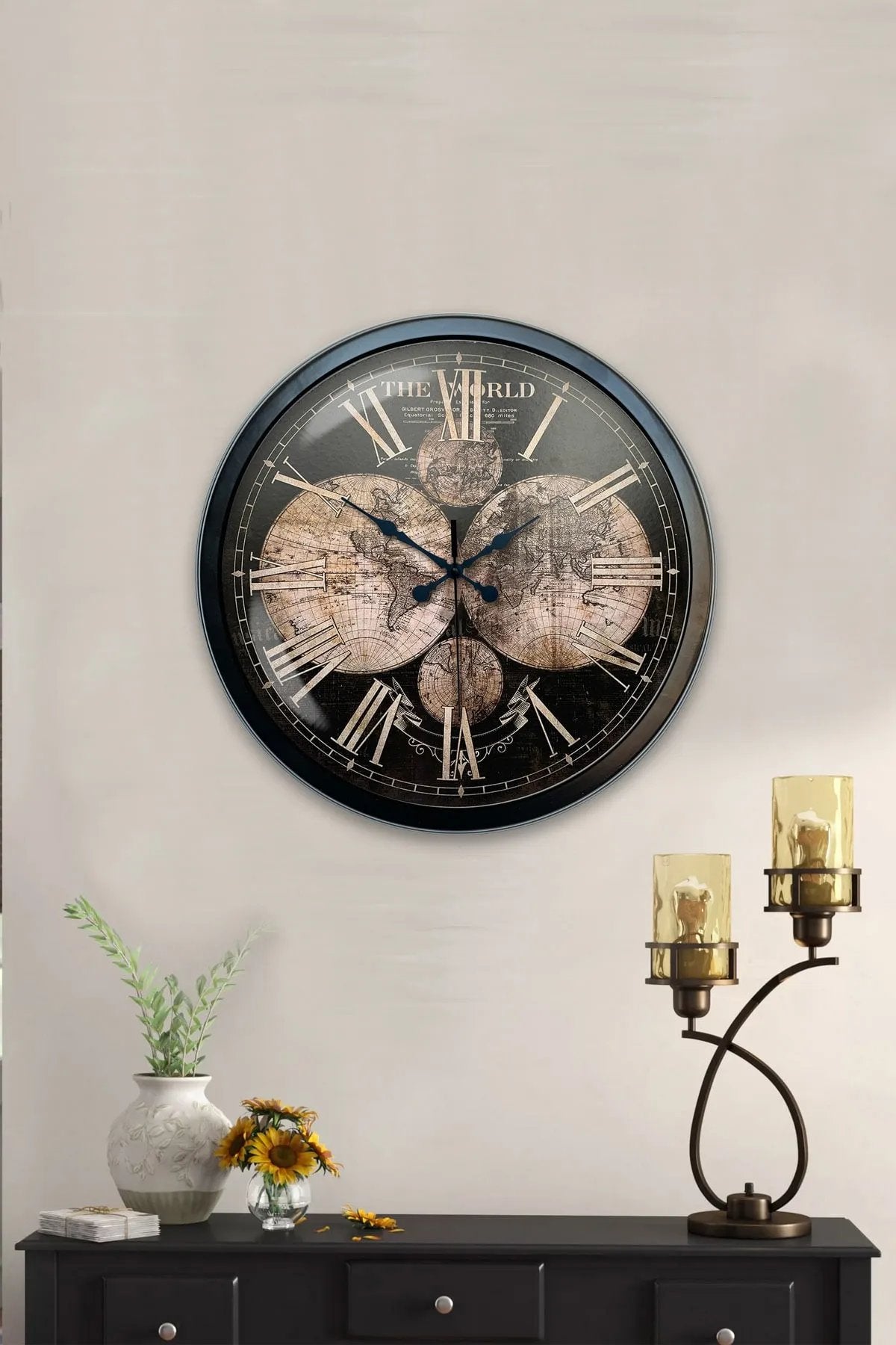 40 Cm Haritalı Metal Duvar Saati