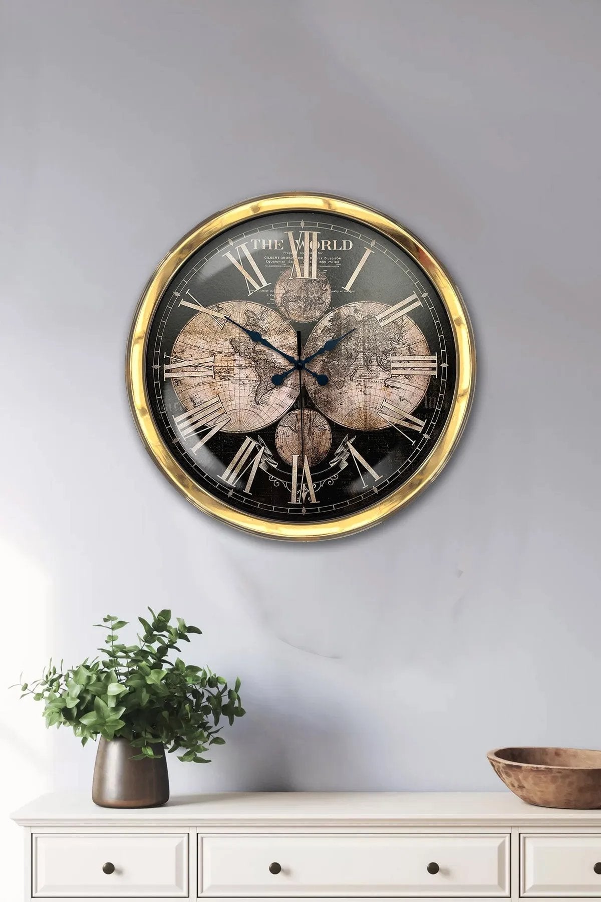 40 Cm Haritalı Metal Duvar Saati