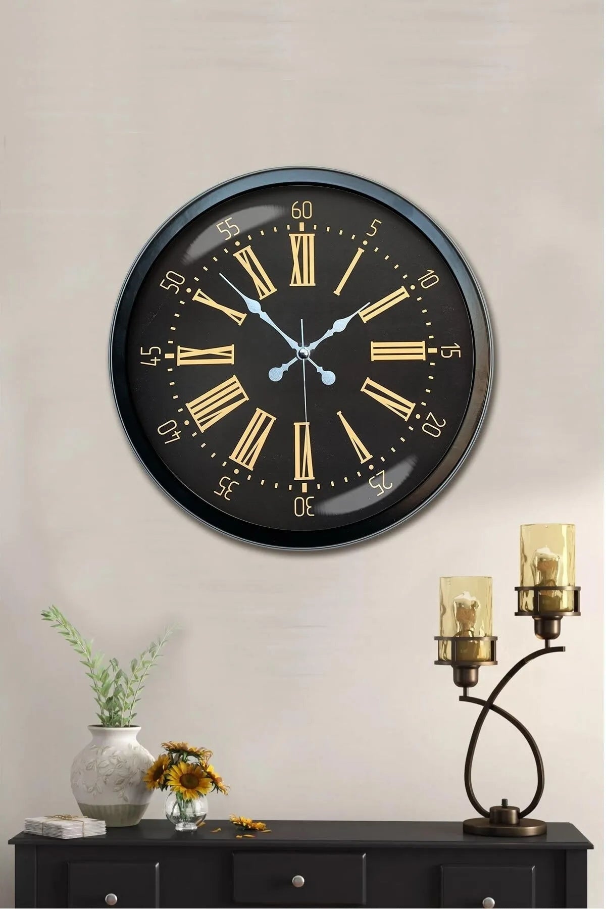 40 Cm Gold Rakamlı Metal Duvar Saati
