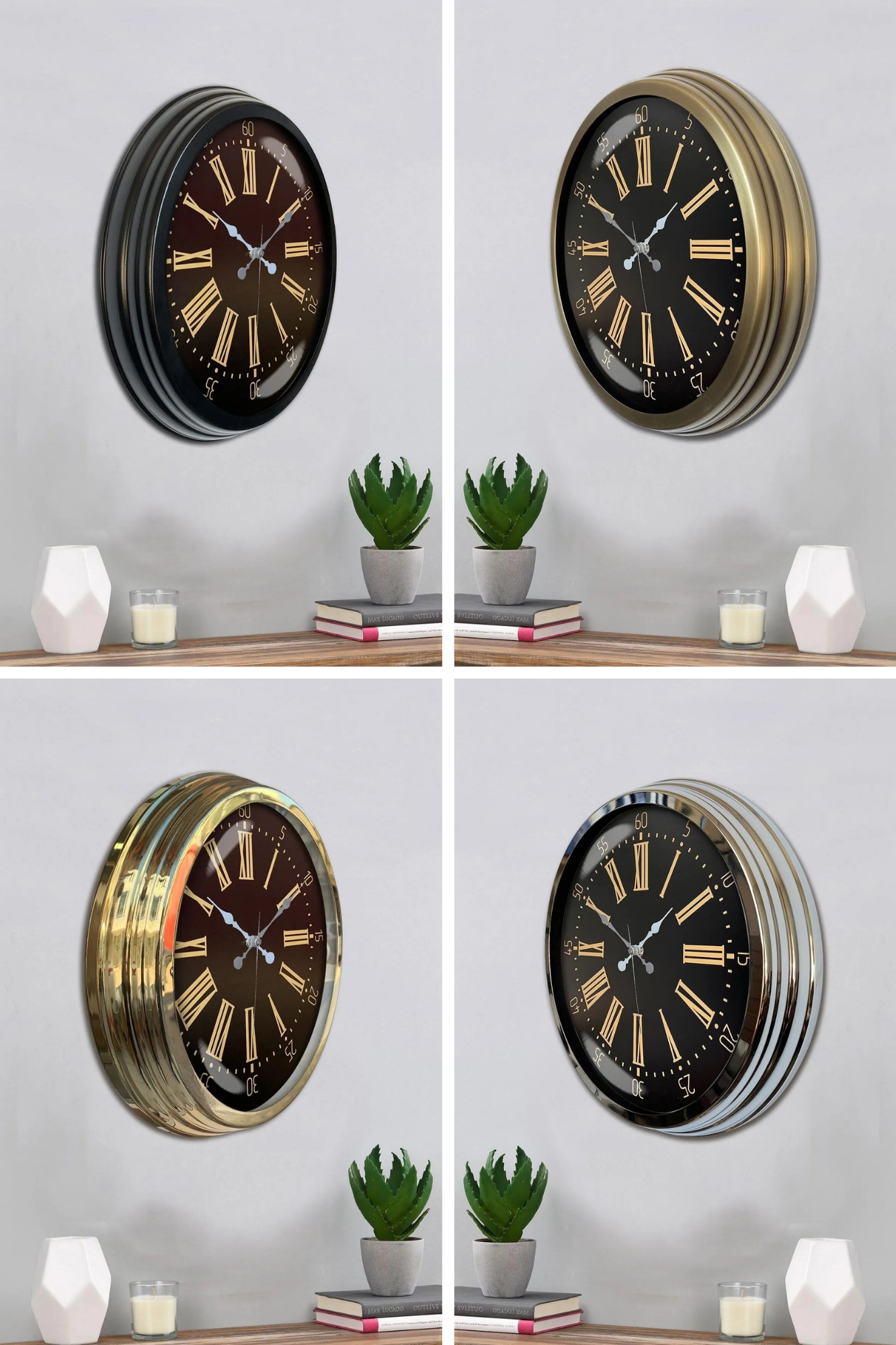 40 Cm Gold Rakamlı Metal Duvar Saati