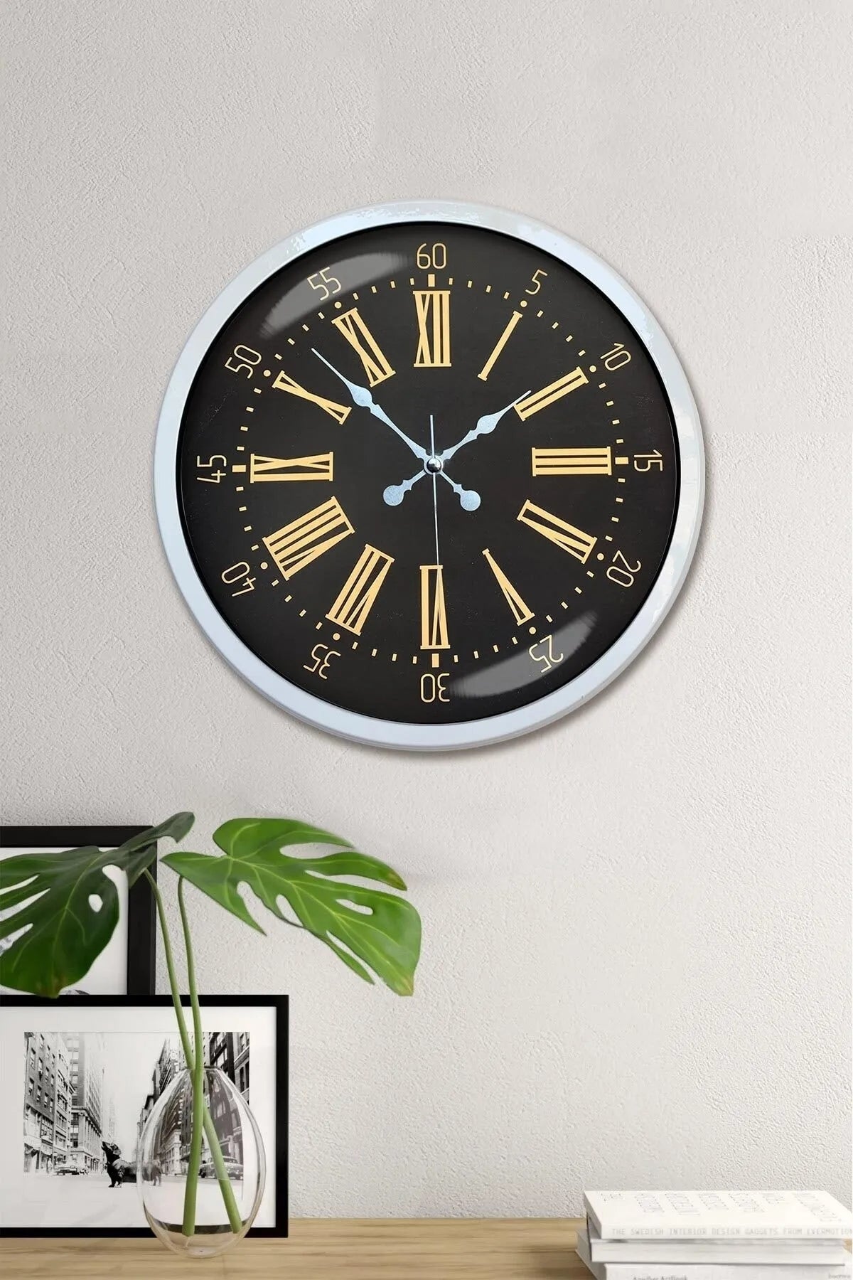 40 Cm Gold Rakamlı Metal Duvar Saati