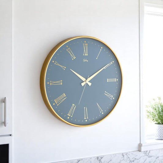 41,5 Cm Gold Çerçeve Turkuaz Kadran Lüks Duvar Saati