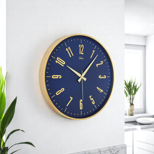 41,5 Cm Gold Çerçeve Lacivert Kadran Lüks Duvar Saati