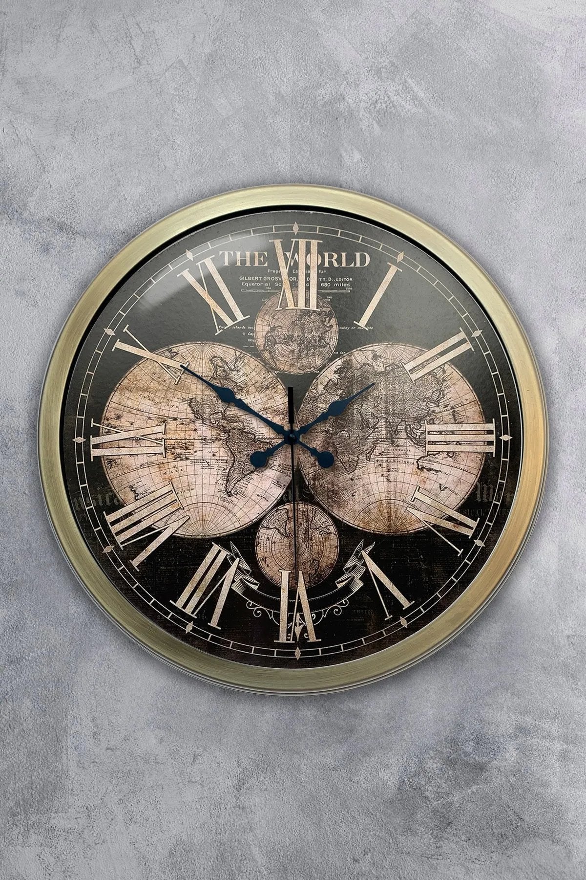 40 Cm Haritalı Metal Duvar Saati