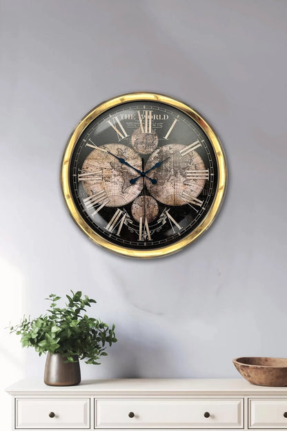 40 Cm Haritalı Metal Duvar Saati