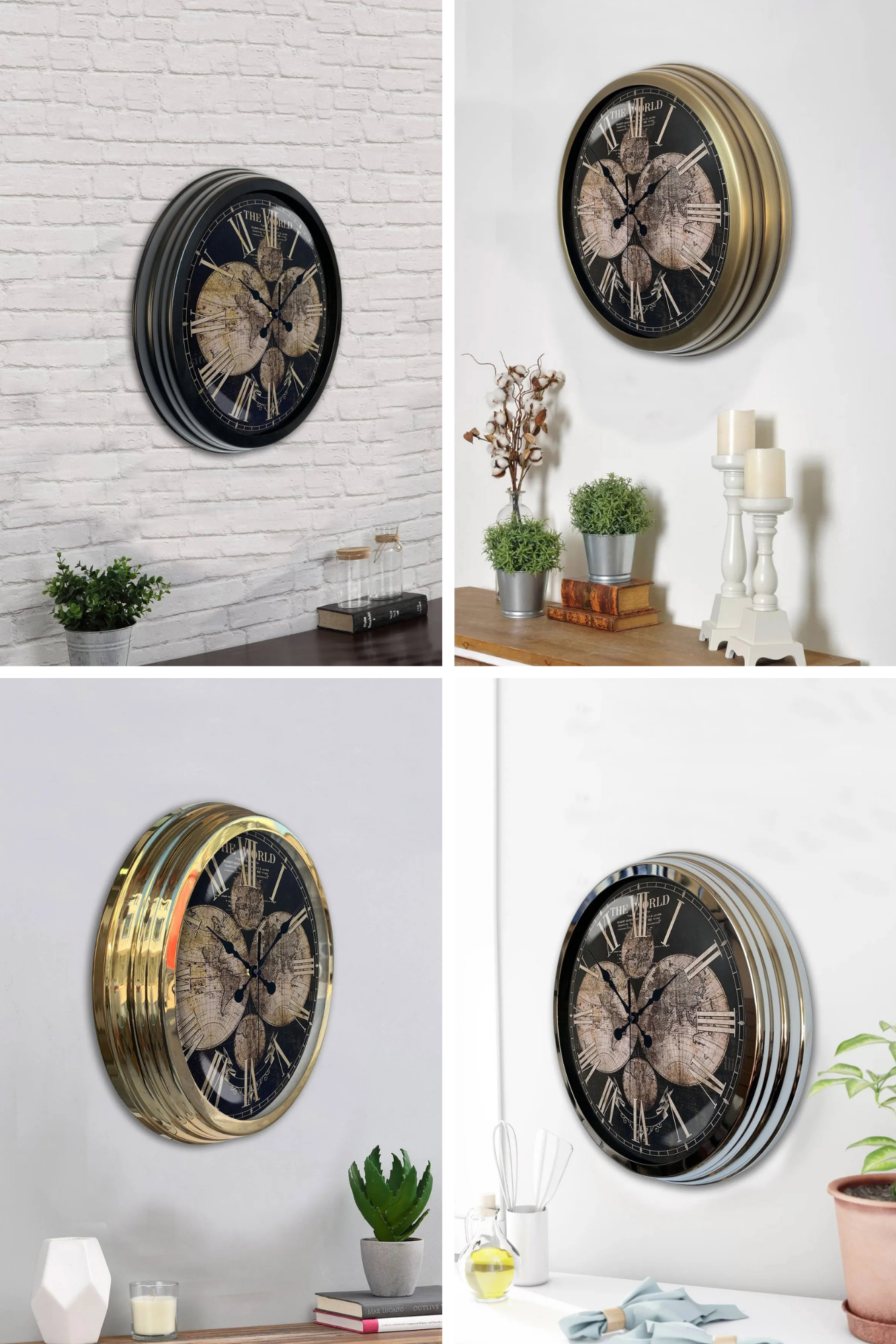 40 Cm Haritalı Metal Duvar Saati