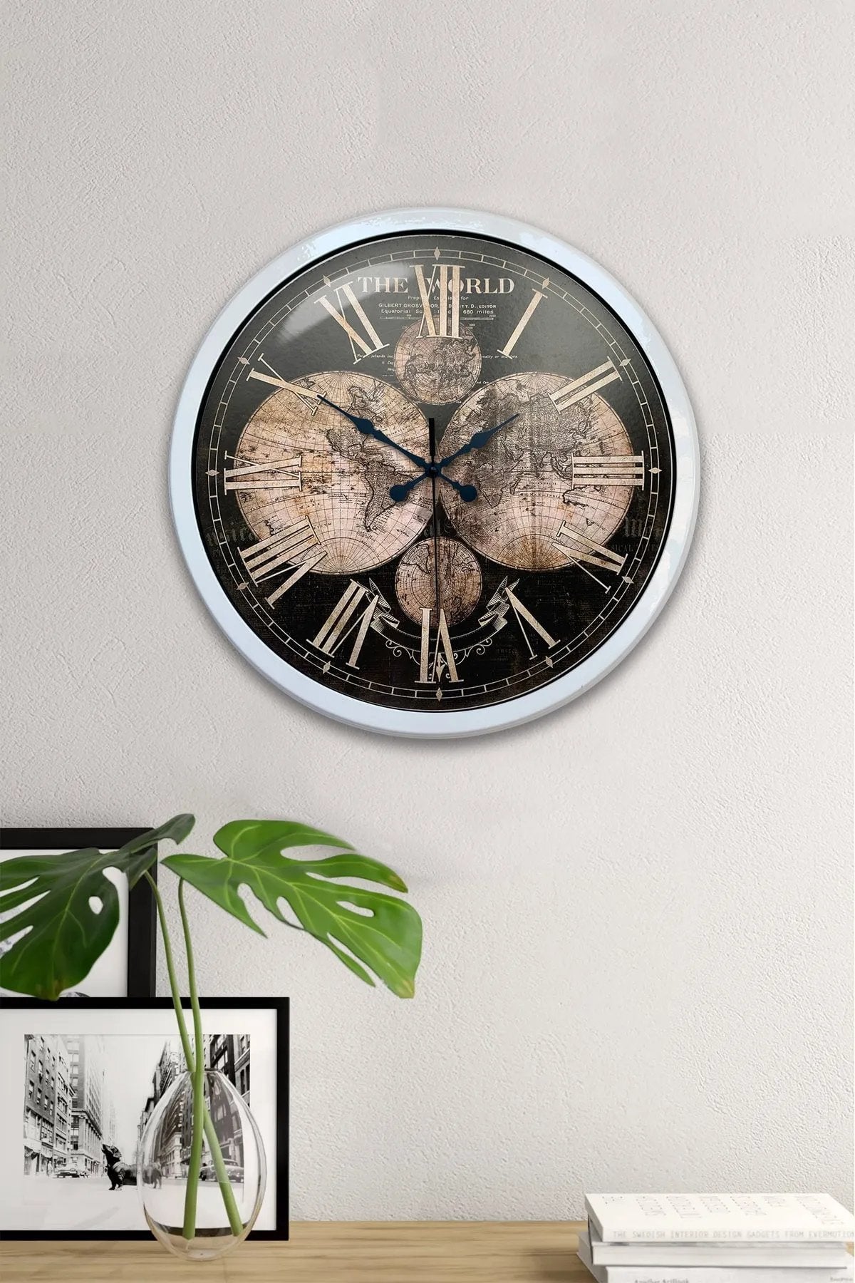 40 Cm Haritalı Metal Duvar Saati