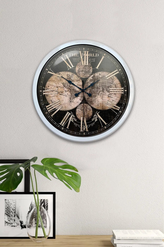 40 Cm Haritalı Metal Duvar Saati
