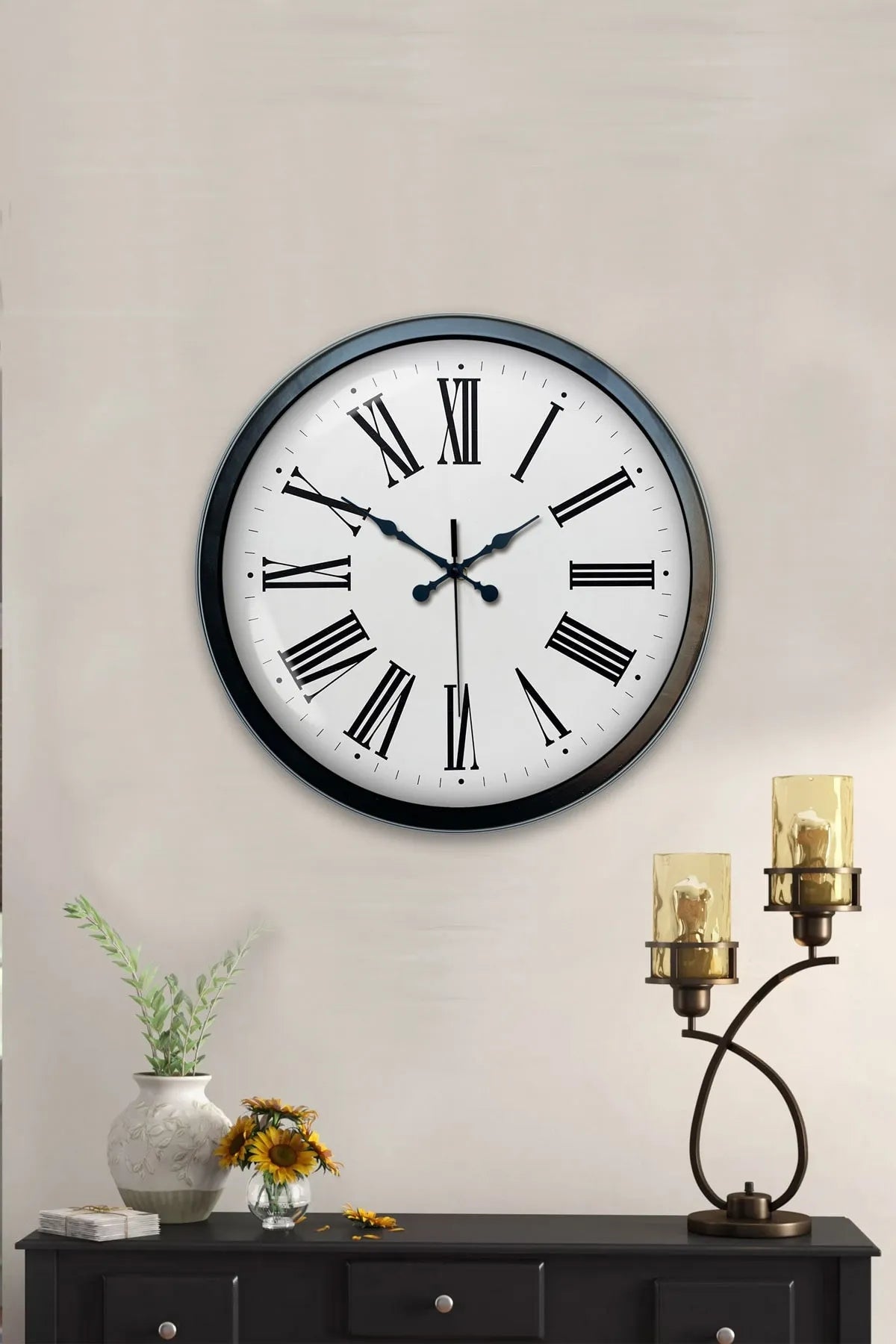 40 Cm Klasik Romen Rakamlı Metal Duvar Saati