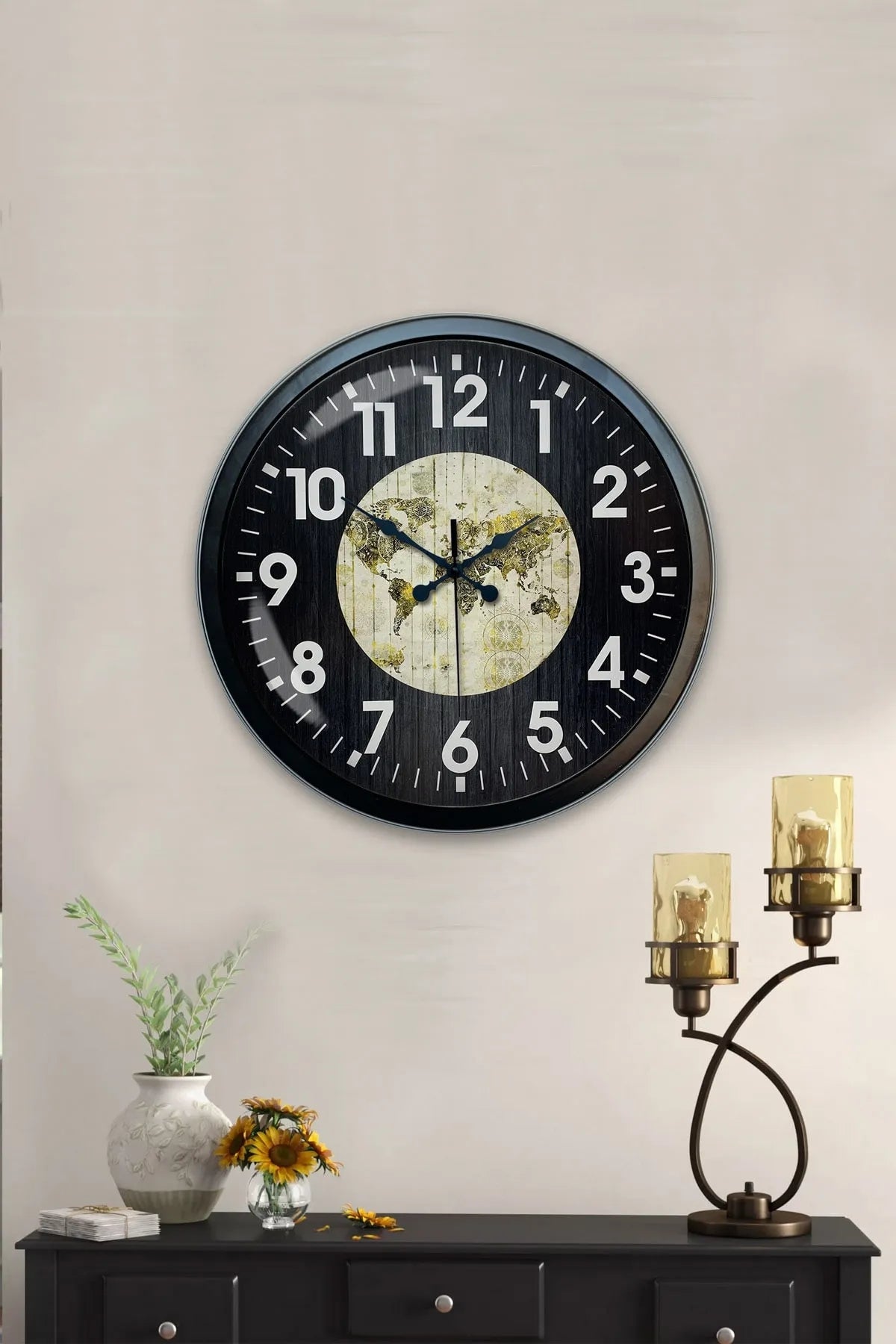 40 Cm Haritalı Metal Duvar Saati