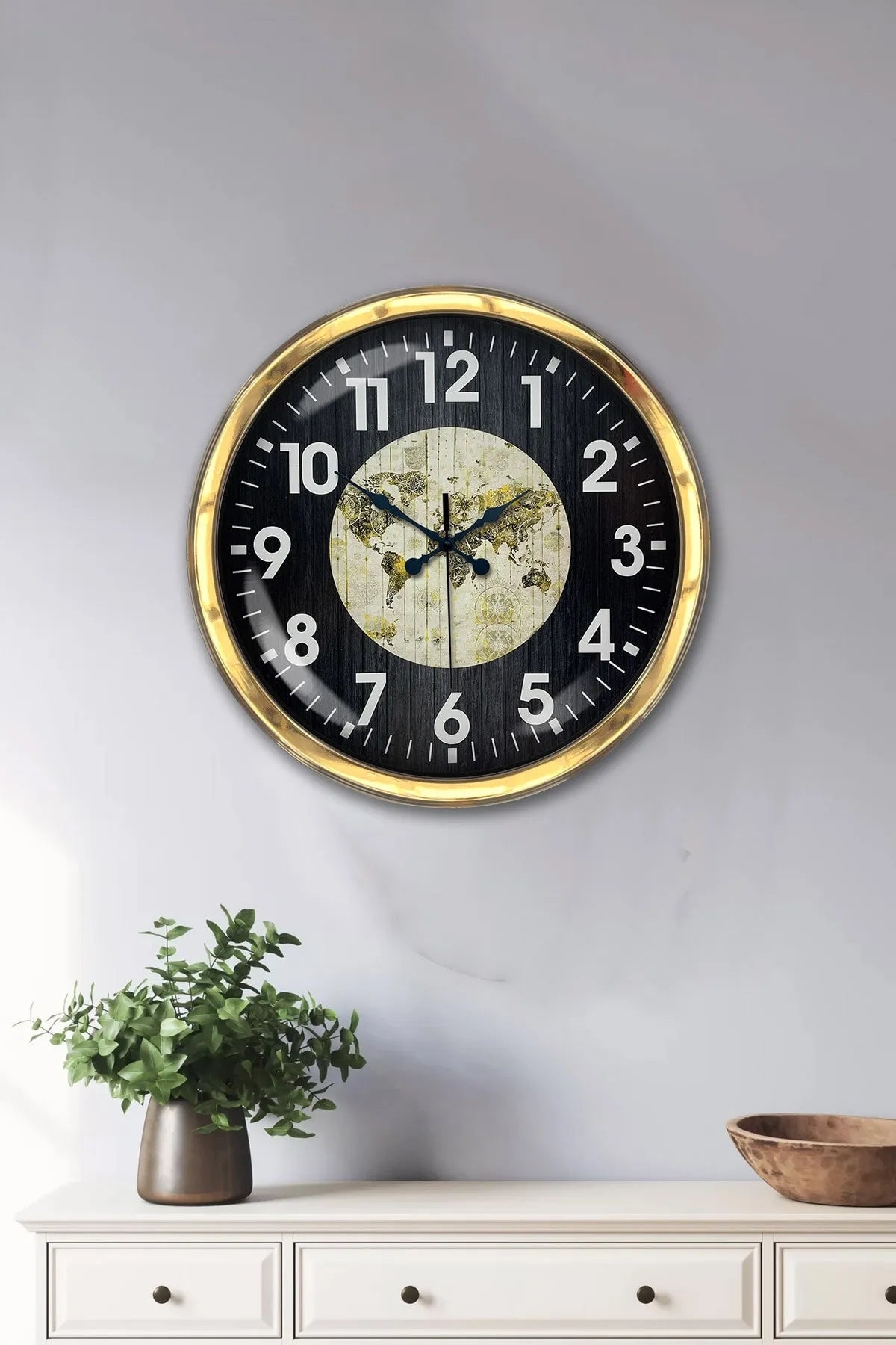 40 Cm Haritalı Metal Duvar Saati