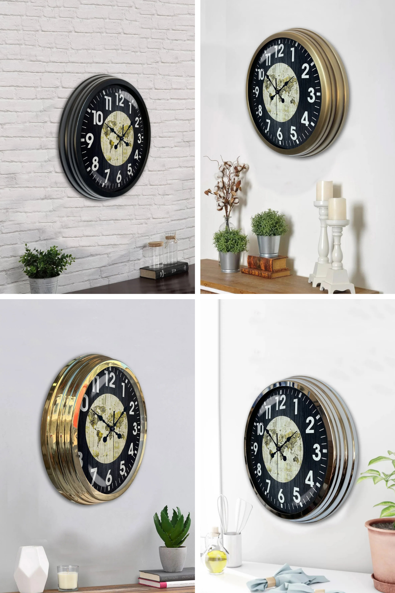 40 Cm Haritalı Metal Duvar Saati